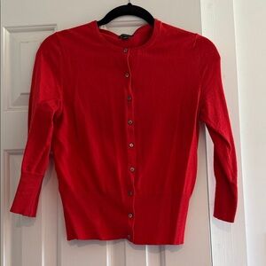 Ann Taylor Red Button-Up Cardigan